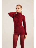 Yüksek Bel Fermuarlı Mini Bailey Şort Bordo