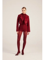 Yüksek Bel Fermuarlı Mini Bailey Şort Bordo
