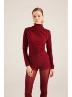 Yüksek Bel Fermuarlı Mini Bailey Şort Bordo
