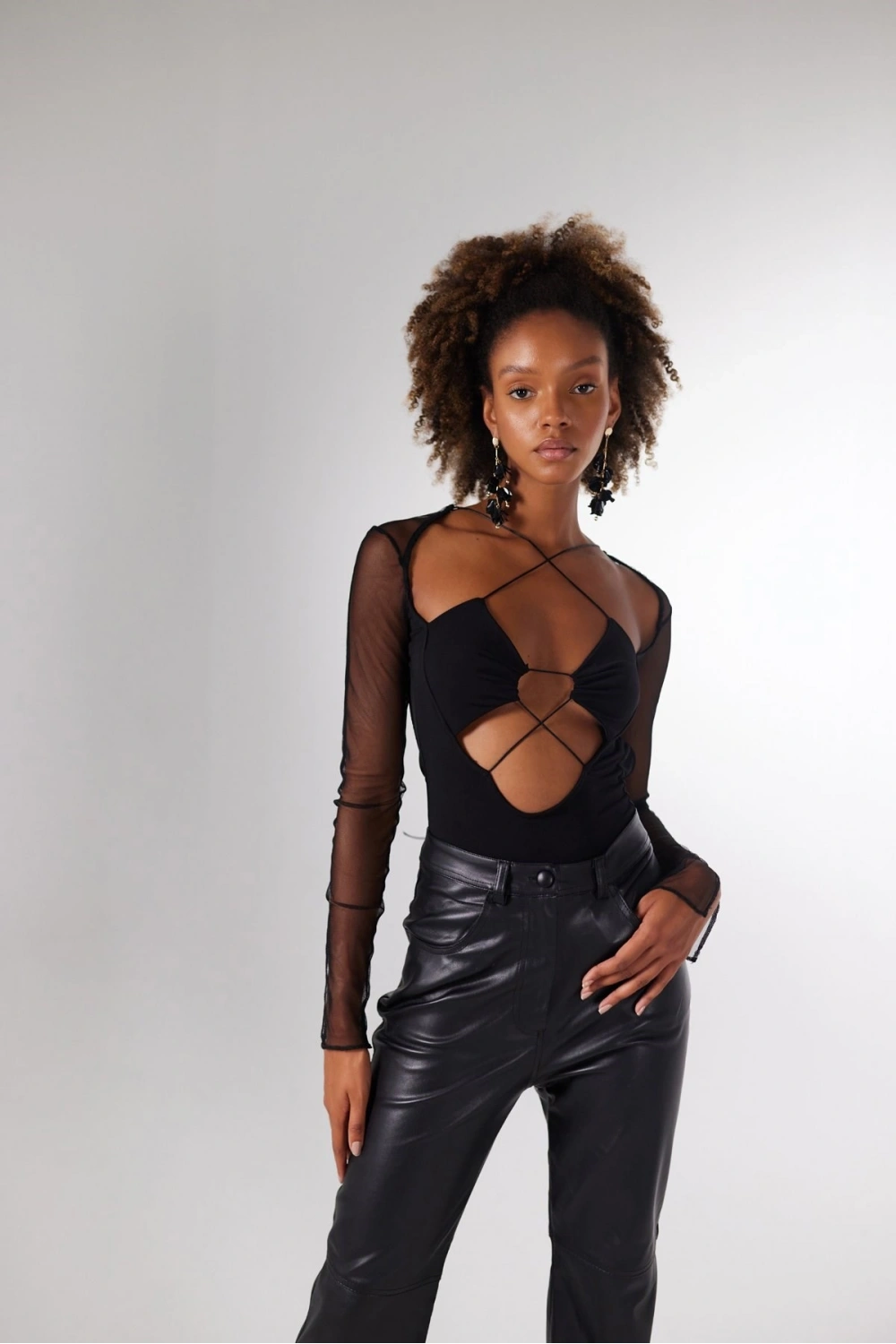Bel Bağlamalı Bony Bodysuit Siyah
