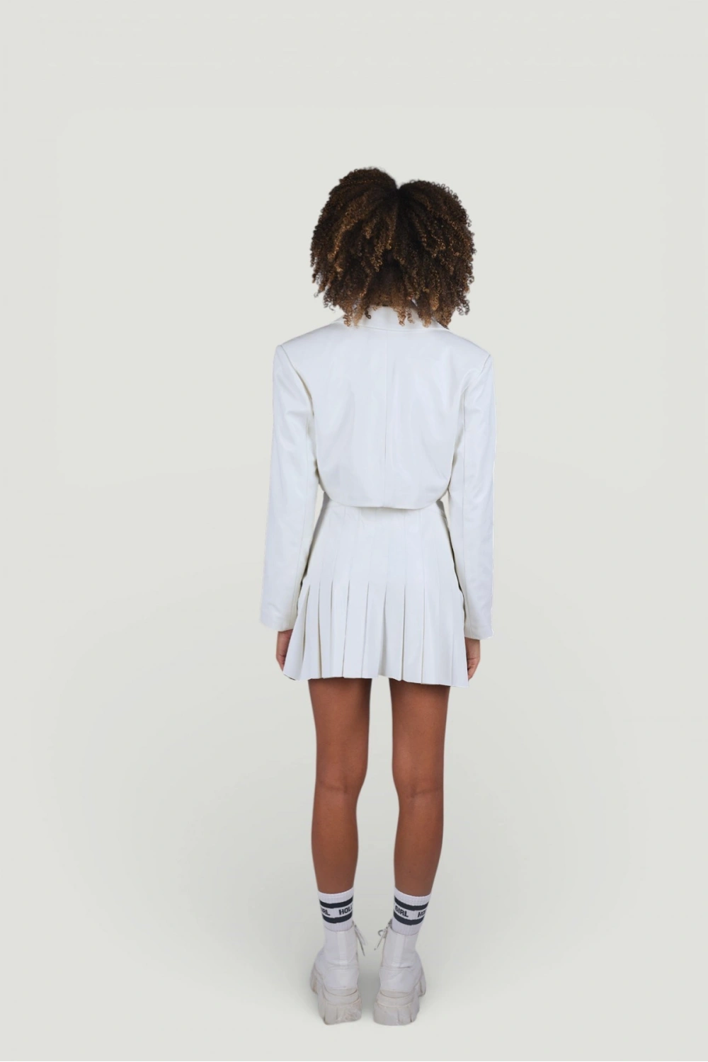 Crop Model Astarlı College Ceket Ekru