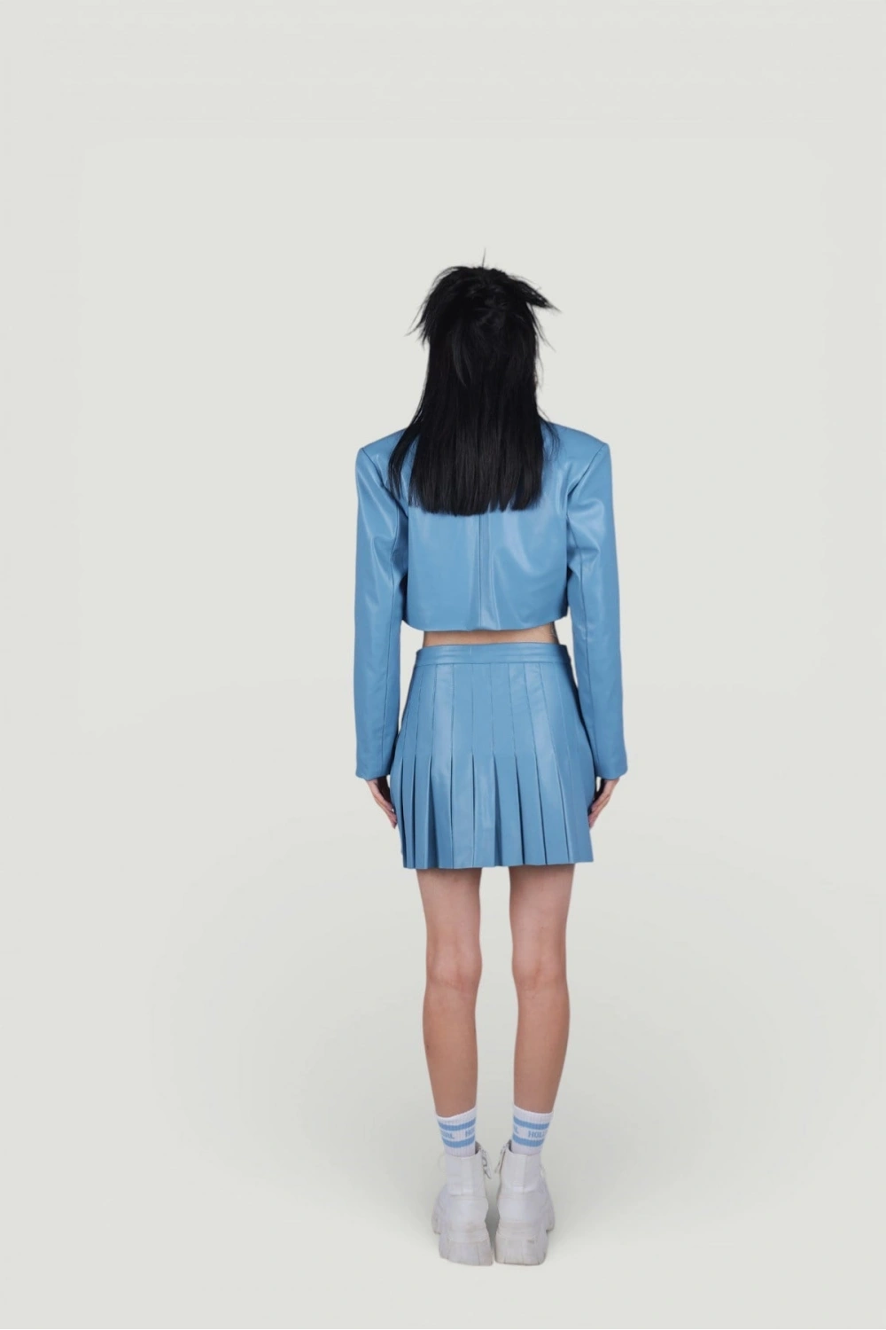 Crop Model Astarlı College Ceket Mavi