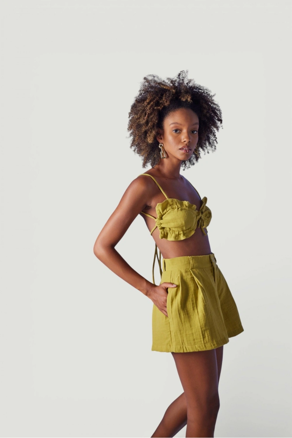 Crop Model Bağlamalı Playa Büstiyer Yeşil