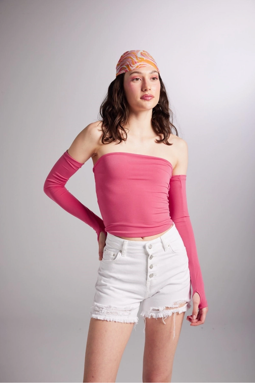 Kolları Ayrı Straplez Smooth Bluz Pembe