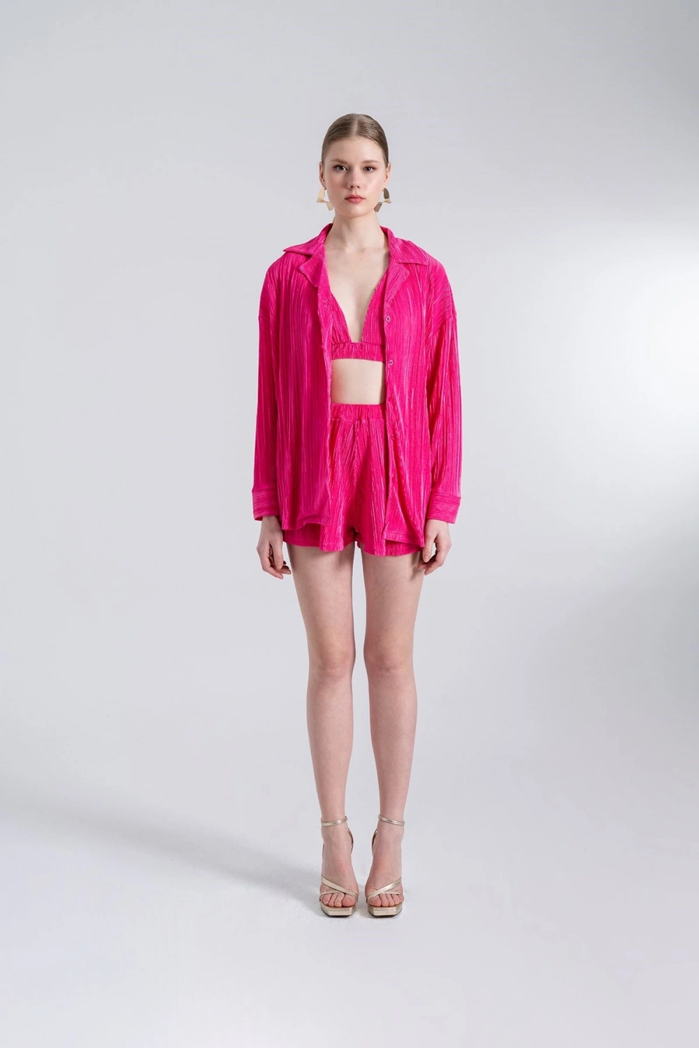 Oversize Düğme Kapamalı Comfy Oversize Gömlek Pembe