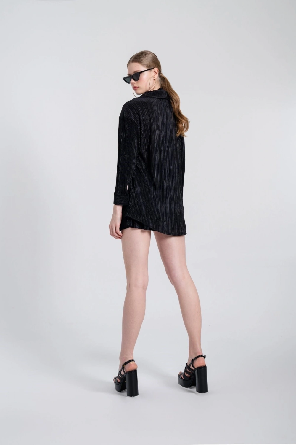 Oversize Düğme Kapamalı Comfy Oversize Gömlek Siyah