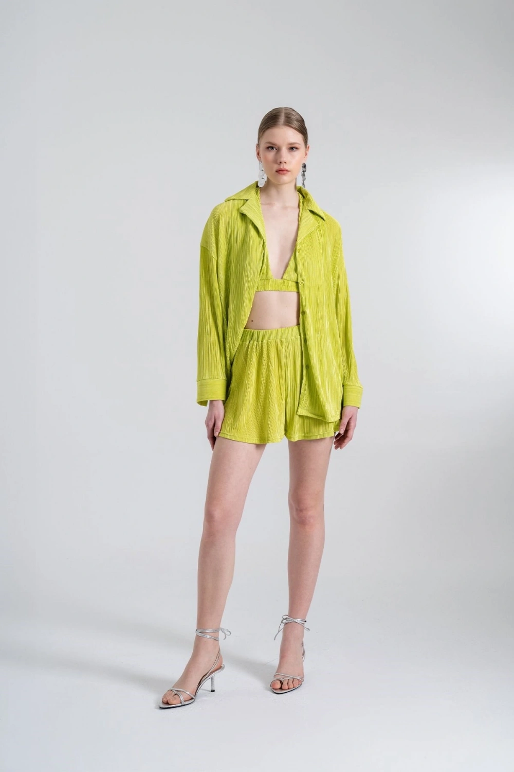 Oversize Düğme Kapamalı Comfy Oversize Gömlek Yeşil