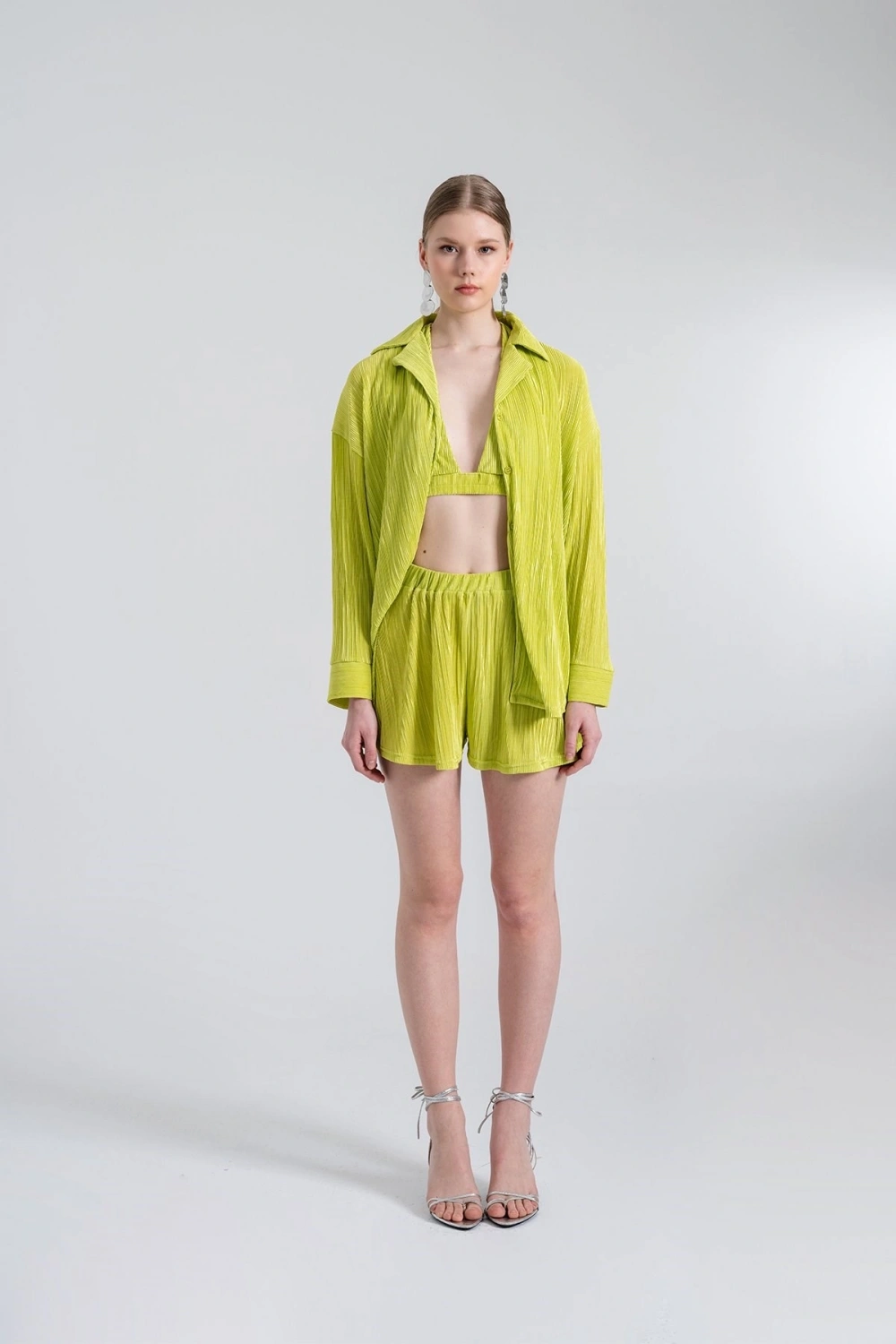 Oversize Düğme Kapamalı Comfy Oversize Gömlek Yeşil