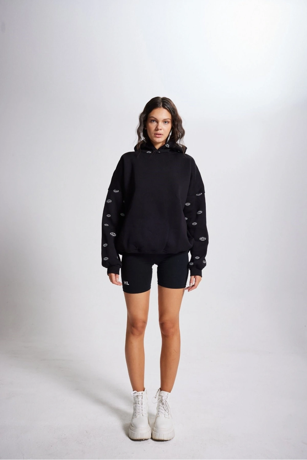Oversize Kapüşonlu Unisex Eye Sweat Siyah