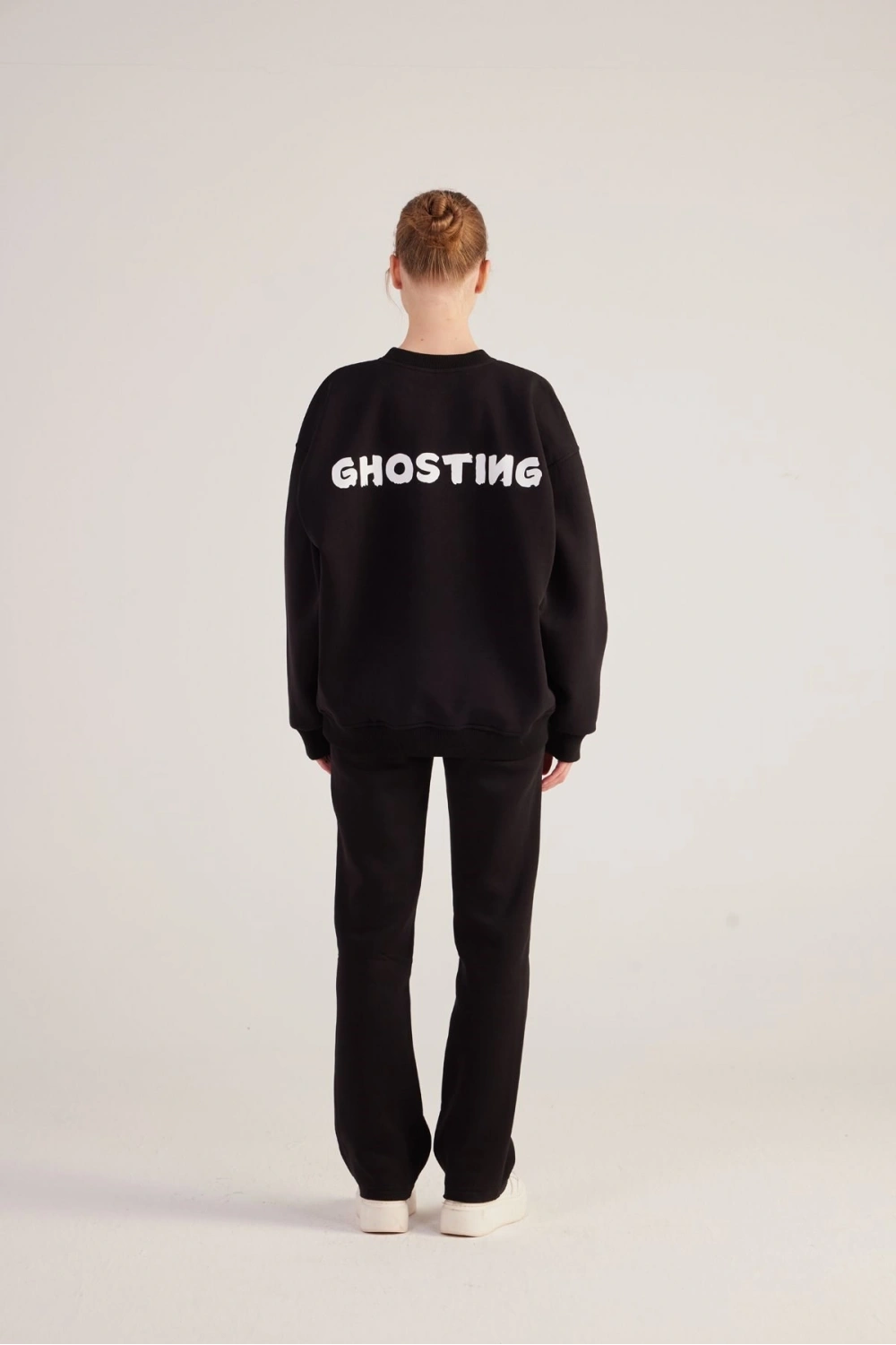 Oversize Kesin Unisex Ghosting Sweatshirt Siyah