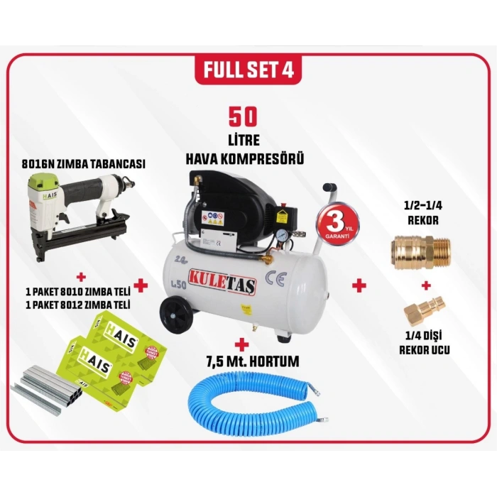 Full Set 4 Kuletaş 50 Litre Hava Kompresörü