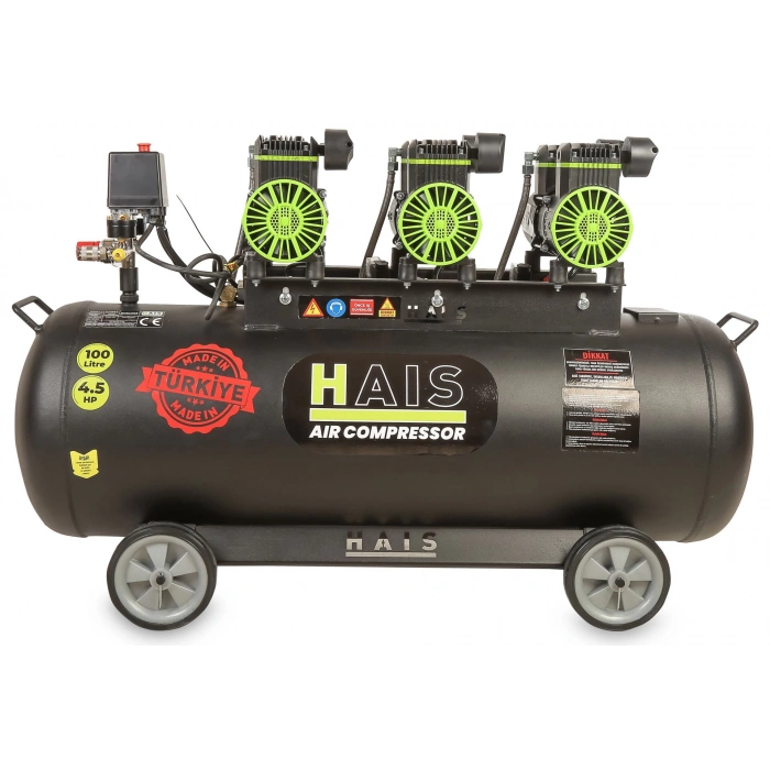 Hais 100 Litre Sessiz Yağsız Hava Kompresörü 4,5 Hp