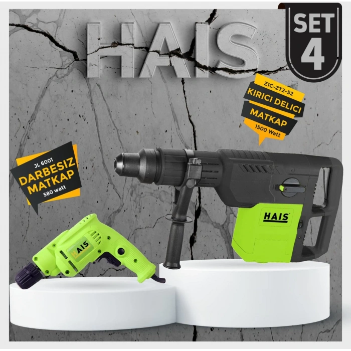 HAIS Darbesiz Matkap ve Kırıcı Delici Matkap (SET 4)