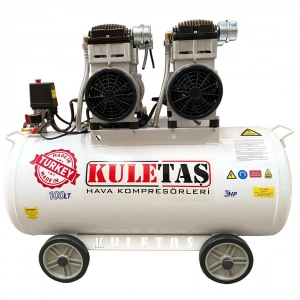 Kuletaş 100 Litre Sessiz Yağsız Hava Kompresörü 3 HP (YERLİ ÜRETİM)