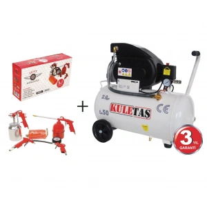 KULETAŞ 50 Litre Hava Kompresörü 2 Hp + Süper 5 Li Havalı Alet Seti