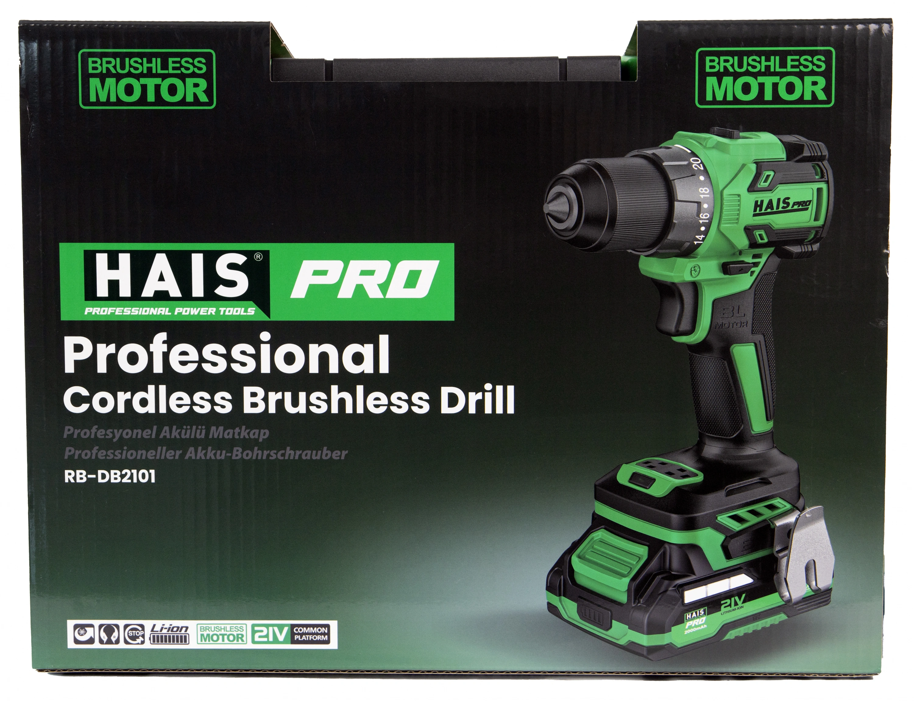 HAISPRO Profesyonel Vidalama Matkap 21 V 2.0 Ah Çift Akülü