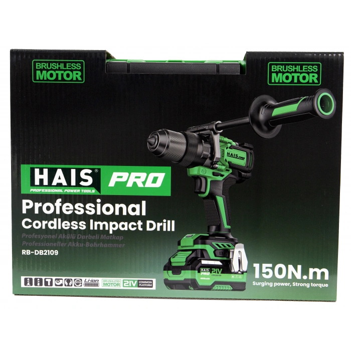 HAISPRO Profesyonel Darbeli Matkap 21 V 4.0 Ah Çift Akülü