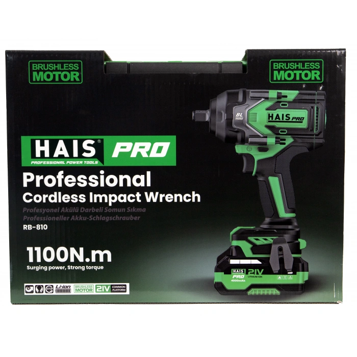 HAISPRO Profesyonel Darbeli Somun Sıkma 1100 Nm 21 V