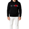 3 İp Kalp Çizgili Sweatshirt Erkek/Kadın Günlük Oversize Model