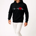 3 İp Kalp Çizgili Sweatshirt Erkek/Kadın Günlük Oversize Model