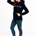 3 İp Kalp Çizgili Sweatshirt Erkek/Kadın Günlük Oversize Model