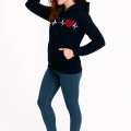 3 İp Kalp Çizgili Sweatshirt Erkek/Kadın Günlük Oversize Model