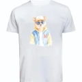 Unisex Kot Ceketli Cool Ayıcık Baskılı Tişört Pamuk Penye Süprem Basic