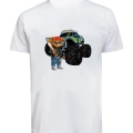 Unisex Canavar Araç (Monster Truck ) ve Ayı Baskılı Tişört Pamuk Penye Süprem Basic