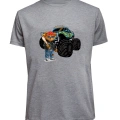 Unisex Canavar Araç (Monster Truck ) ve Ayı Baskılı Tişört Pamuk Penye Süprem Basic