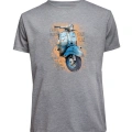 Unisex Mavi Vespa Baskılı Tişört Pamuk Penye Süprem Basic