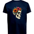 Unisex Skull (Kurukafa) Baskılı Tişört Pamuk Penye Süprem Basic
