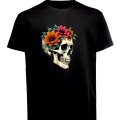 Unisex Skull (Kurukafa) Baskılı Tişört Pamuk Penye Süprem Basic