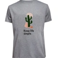 Unisex Keep Life Simple Kaktüs Baskılı Tişört Pamuk Penye Süprem Basic