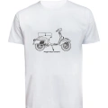 Unisex Vespa Baskılı Tişört Pamuk Penye Süprem Basic