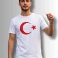 Özel Tasarım Türk Bayrağı Baskılı Tshirt - %100 Pamuk Penye Süprem Sıfır Yaka Unisex