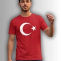 Özel Tasarım Türk Bayrağı Baskılı Tshirt - %100 Pamuk Penye Süprem Sıfır Yaka Unisex