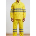 PVC Reflektif Yağmurluk Alt Üst Takım Kapüşonlu Su Geçirmeye Dirençli Outdoor İş Kıyafeti