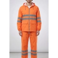 PVC Reflektif Yağmurluk Alt Üst Takım Kapüşonlu Su Geçirmeye Dirençli Outdoor İş Kıyafeti