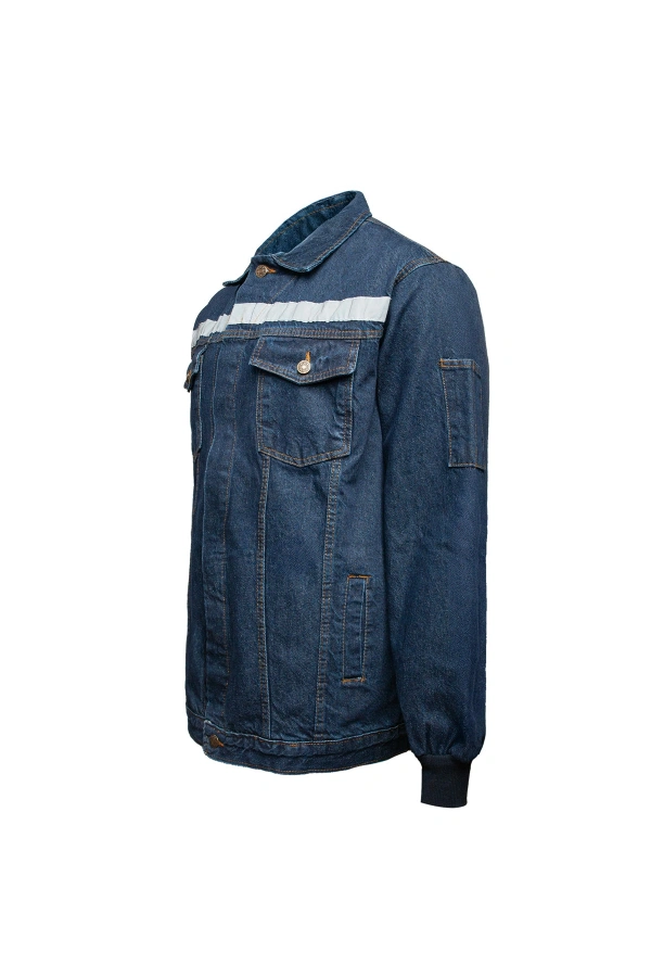 Yazlık Reflektörlü Kot Ceket Erkek Rahat Kesim Denim Ceket