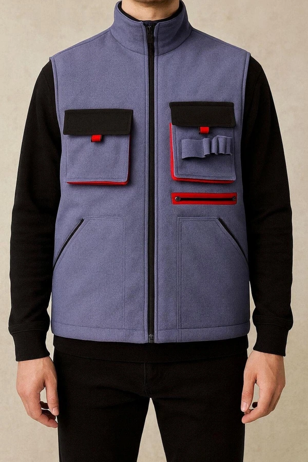 Gri 7/7 Gabardin Kumaş Teknik Yelek Çok Amaçlı Kullanım