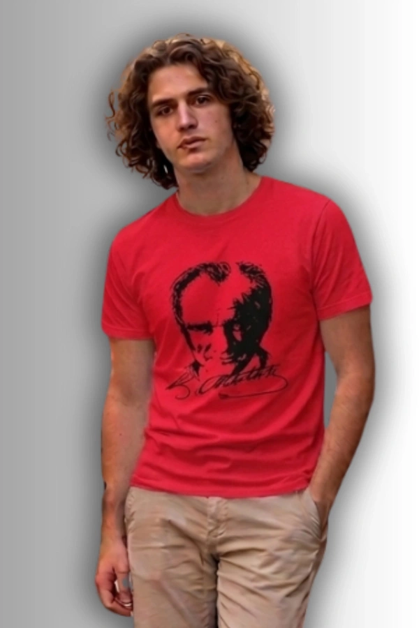 Özel Tasarım Atatürk Rölye ve İmzalı Tshirt - %100 Pamuk Penye Süprem Sıfır Yaka Unisex