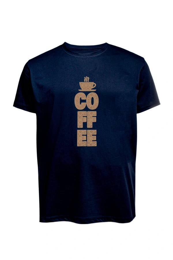 Unisex Coffee Yazılı Baskılı Tişört Pamuk Penye Süprem Basic