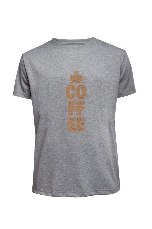 Unisex Coffee Yazılı Baskılı Tişört Pamuk Penye Süprem Basic