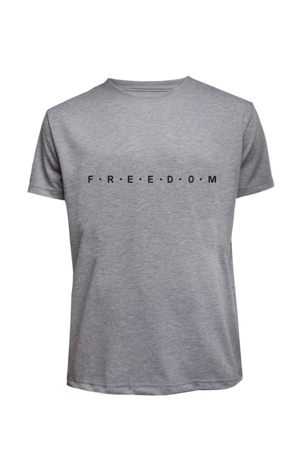 Unisex Freedom Yazılı Baskılı Tişört Pamuk Penye Süprem Basic