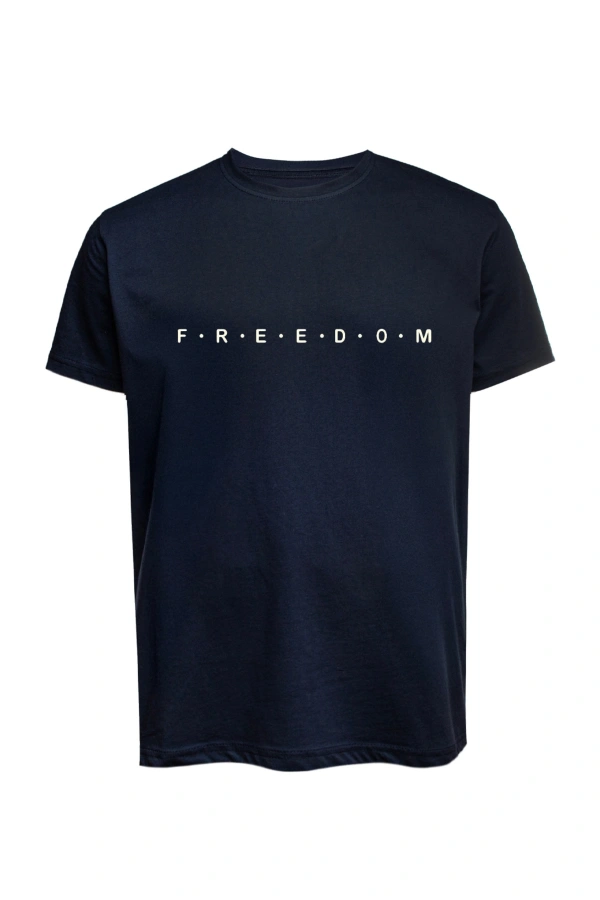 Unisex Freedom Yazılı Baskılı Tişört Pamuk Penye Süprem Basic
