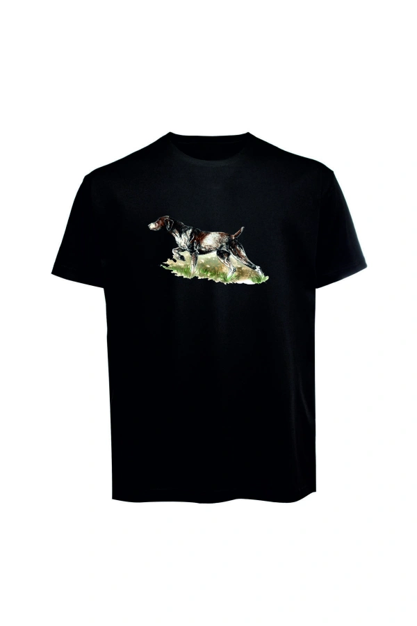 Unisex Av Köpeği Baskılı Tişört Pamuk Penye Süprem Basic