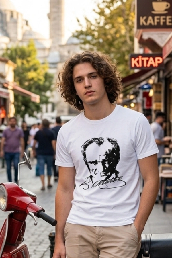 Özel Tasarım Atatürk Rölye ve İmzalı Tshirt - %100 Pamuk Penye Süprem Sıfır Yaka Unisex