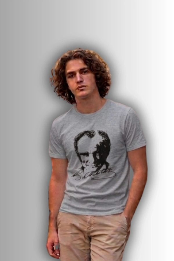 Özel Tasarım Atatürk Rölye ve İmzalı Tshirt - %100 Pamuk Penye Süprem Sıfır Yaka Unisex