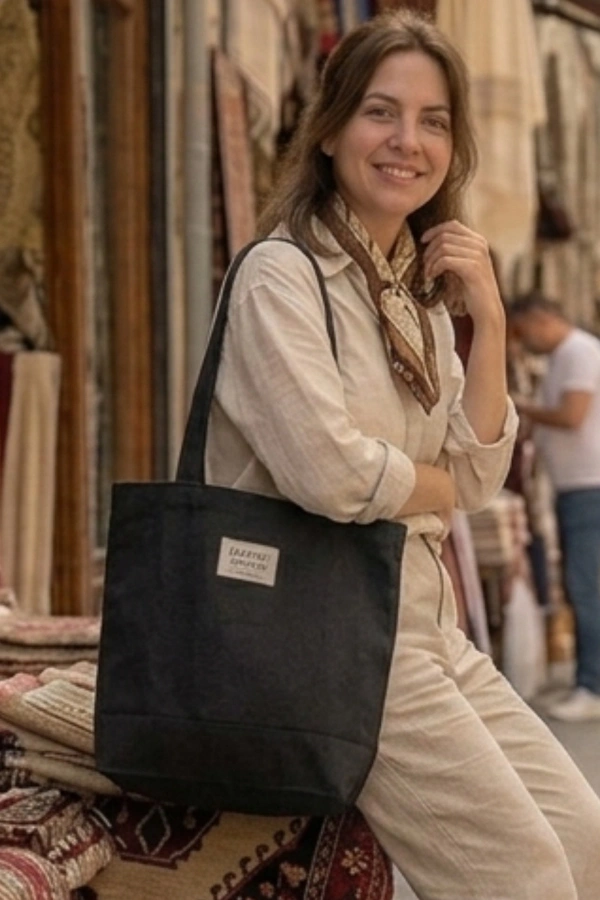 El Yapımı Bez Çanta Kanvas Tote Bag Kadın Günlük Şık Kullanım