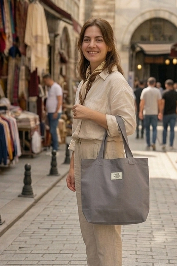 El Yapımı Bez Çanta Kanvas Tote Bag Kadın Günlük Şık Kullanım